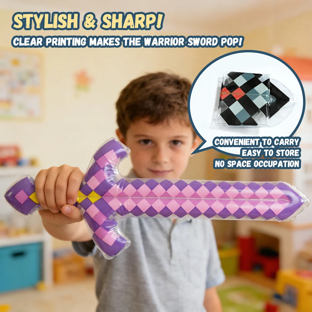 Kid Fun Pixel Stijl Opblaasbaar Zwaard Speelgoed Edelsteen Zwaard Indoor Outdoor Games Interactie Kinderen Speelgoed Kerst Verjaardagscadeaus