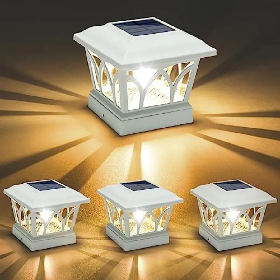 

Solar Post Cap Lights Outdoor with Edison LED Bulbs 2 Brightness Setting Fence Post Lights Solar Powered for Garden Fence Deck