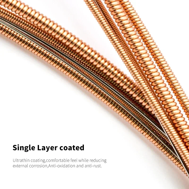 Corde per chitarra acustica Orphee TX620-P Nucleo esagonale in acciaio al carbonio medio Avvolgimento in rame rosso Corde per principianti Parti acustiche