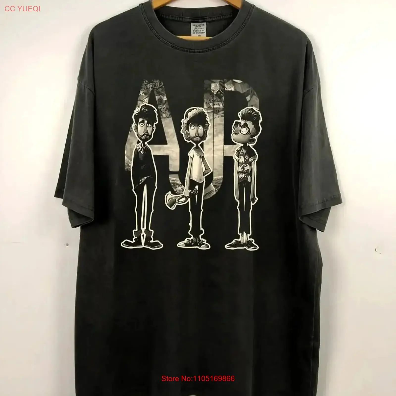 تي شيرت أسود جديد AJR The Maybe Man Tour 2024 مقاس S 5XL جرافيك مغسول عتيق أنيق غير رسمي ممتد ناعم عتيق مغسول