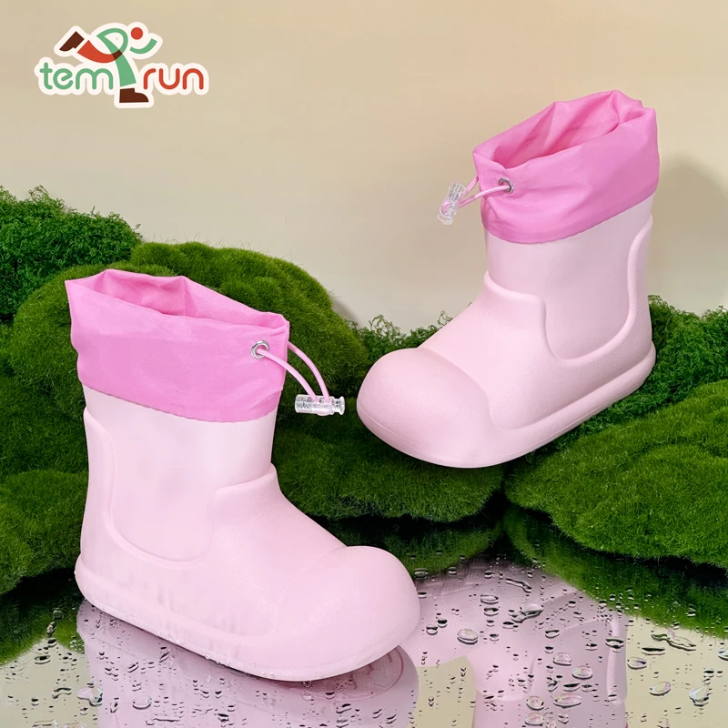 

Fashionable Solid-color Rain Boots For Boys Girls Waterproof Elastic Band Rubber Boots Lightweight Comfort Kids' Rain Boots