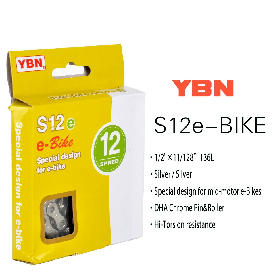 YBN E-Bike Chains 8/9/10/11/12 speed Electric bicycle chain Special design For Mid-Motor BOSCH E-Bike and SHINANO e-Bike System