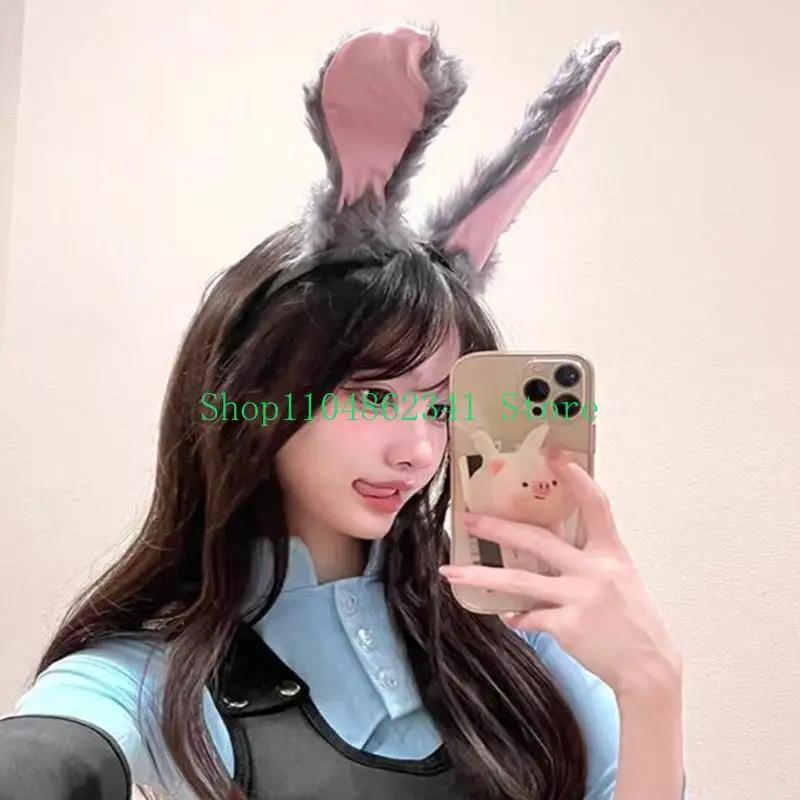 

652F Girl Sweet Rabbit Ears Hair Hoop Eye-catching Cosplay Headpiece Headwear