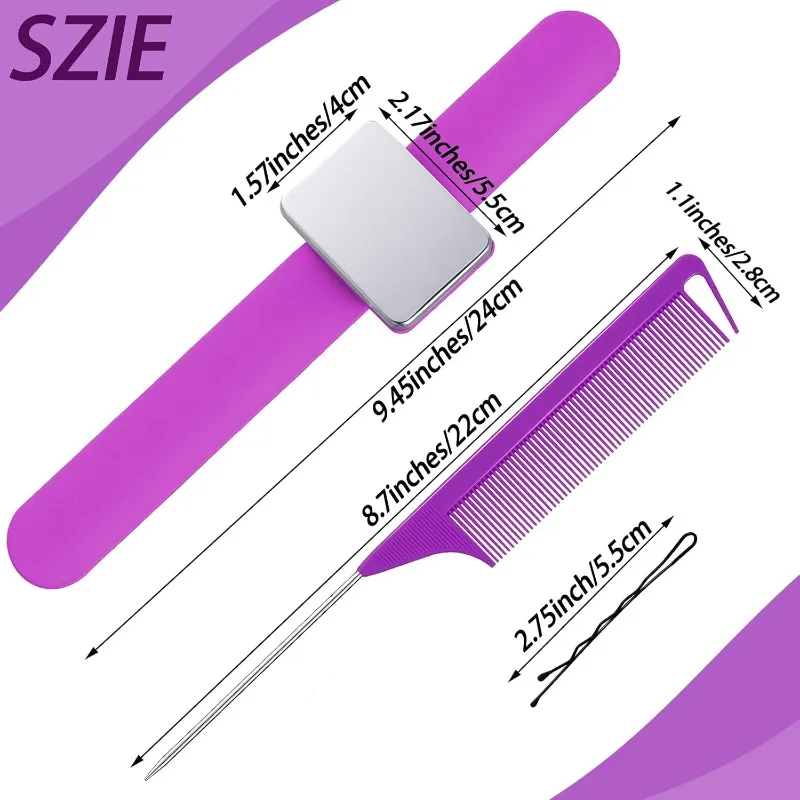 Paelai agneic سيليكون ris Srap تجديل الشعر ools agneic risband Seing Pincushion 2 Ra ail Cob، 2 قطعة H