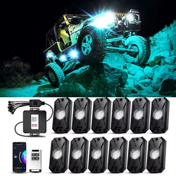 Luces de roca Underglow, 8 /12 vainas, Led RGB, aplicación multicolor, Control remoto, modo de música, bueno para camioneta, ATV, RZR, UTV, luz de chasis