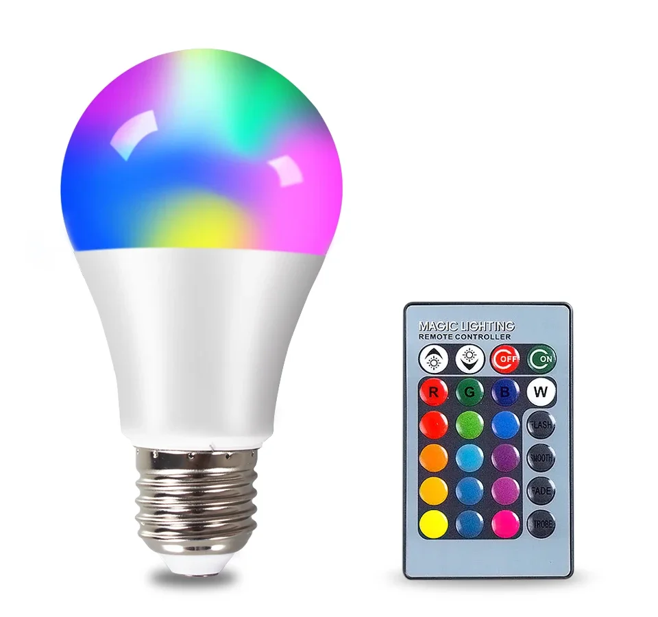 

E27 LED RGB Lamp Spotlight Bulb AC 85-265V Bombillas LED 4W 10W 15W IR Remote Control Bulb Smart Led RGBW Home Decor