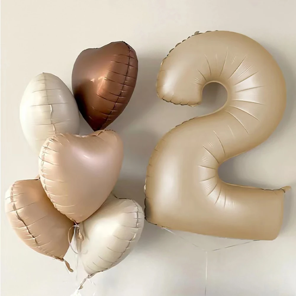 40Inch Cream Color Number Balloons 1-9 Large Figure Heart Helium Balloon for Kids Girls 1st Year Birthday Wedding Decor Supplies