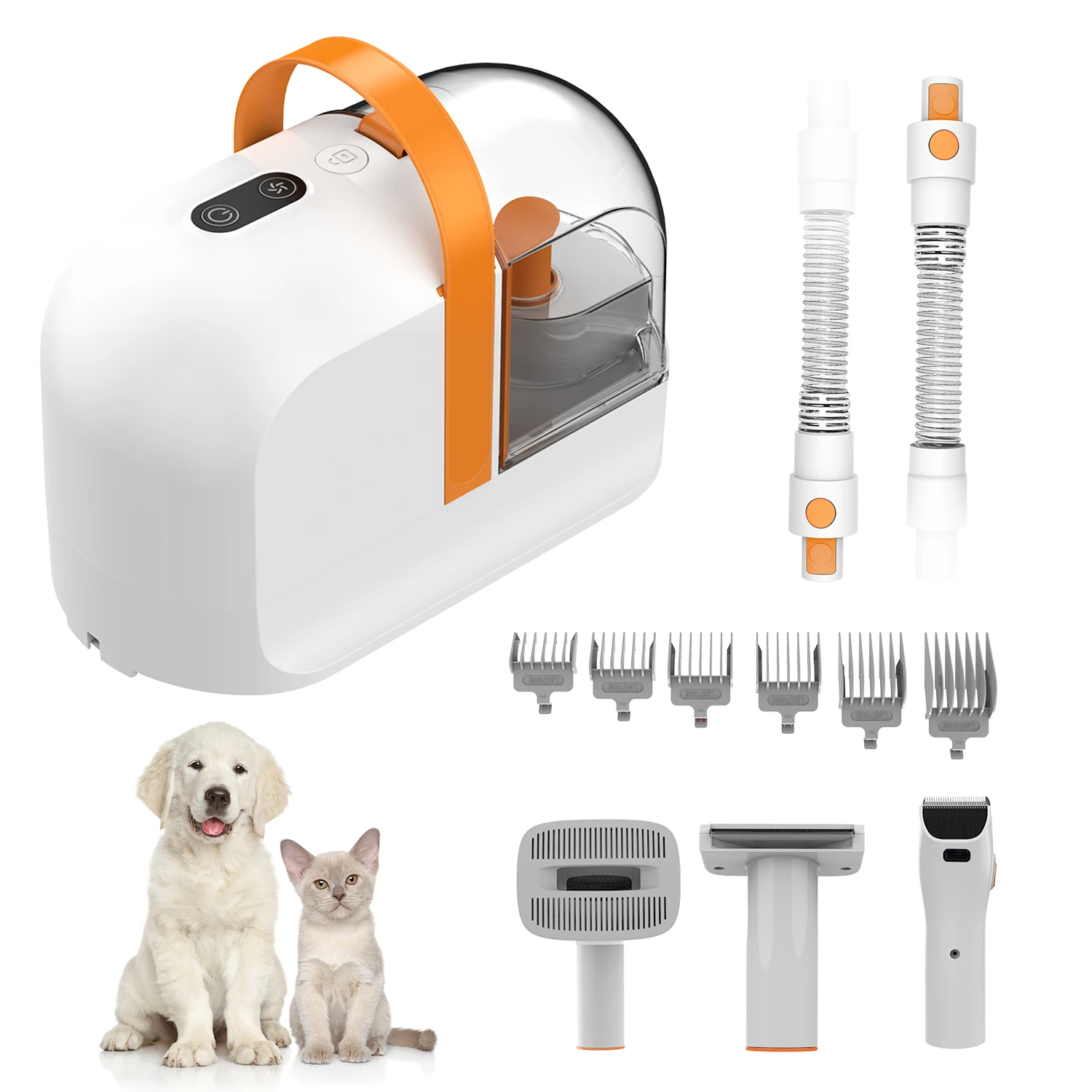 Professional Dog Grooming Vacuum Clipper Combs Brush Portable Safe 12000Pa Pet Hair Removal Kit
