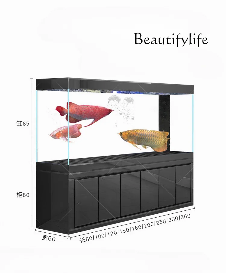 High-End Large Fish Tank Change Water Super White Glass JINLONGYU Aquarium