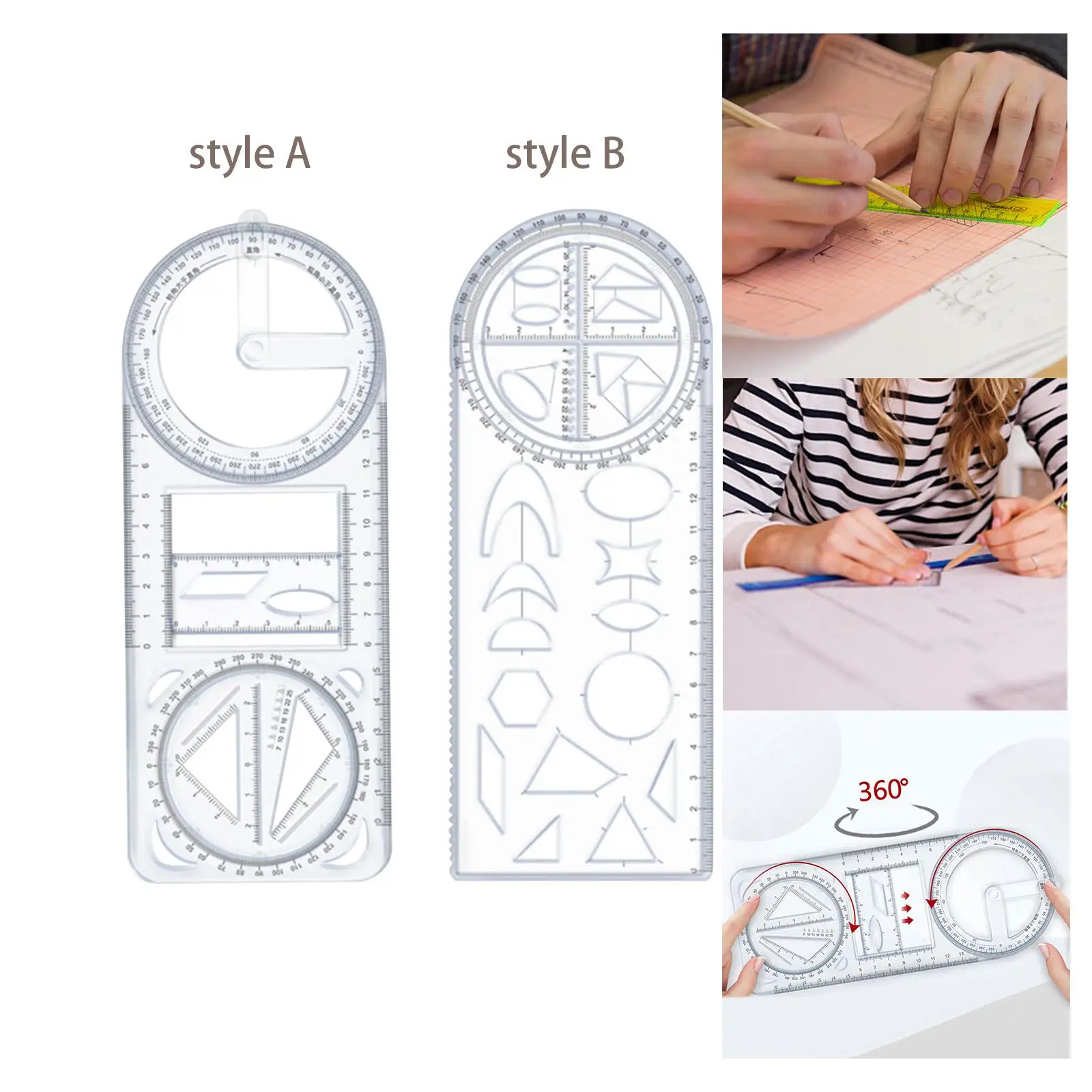 Multifunctional Geometric Ruler Measuring Draft Rulers Stationery Drawing