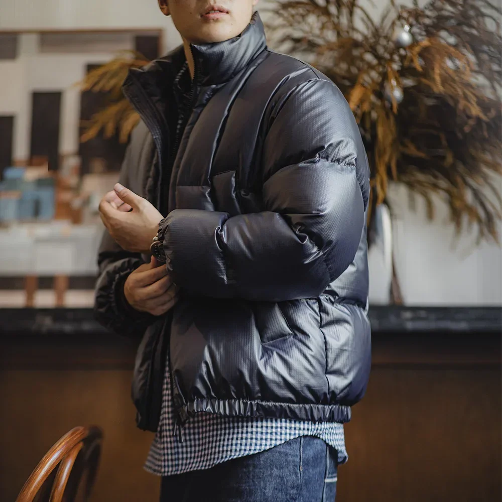 

2025 Men's 90% White Duck Down Puffer Jacket Stand Collar Warm Winter Coat Casual Zipper Puffy Outerwear