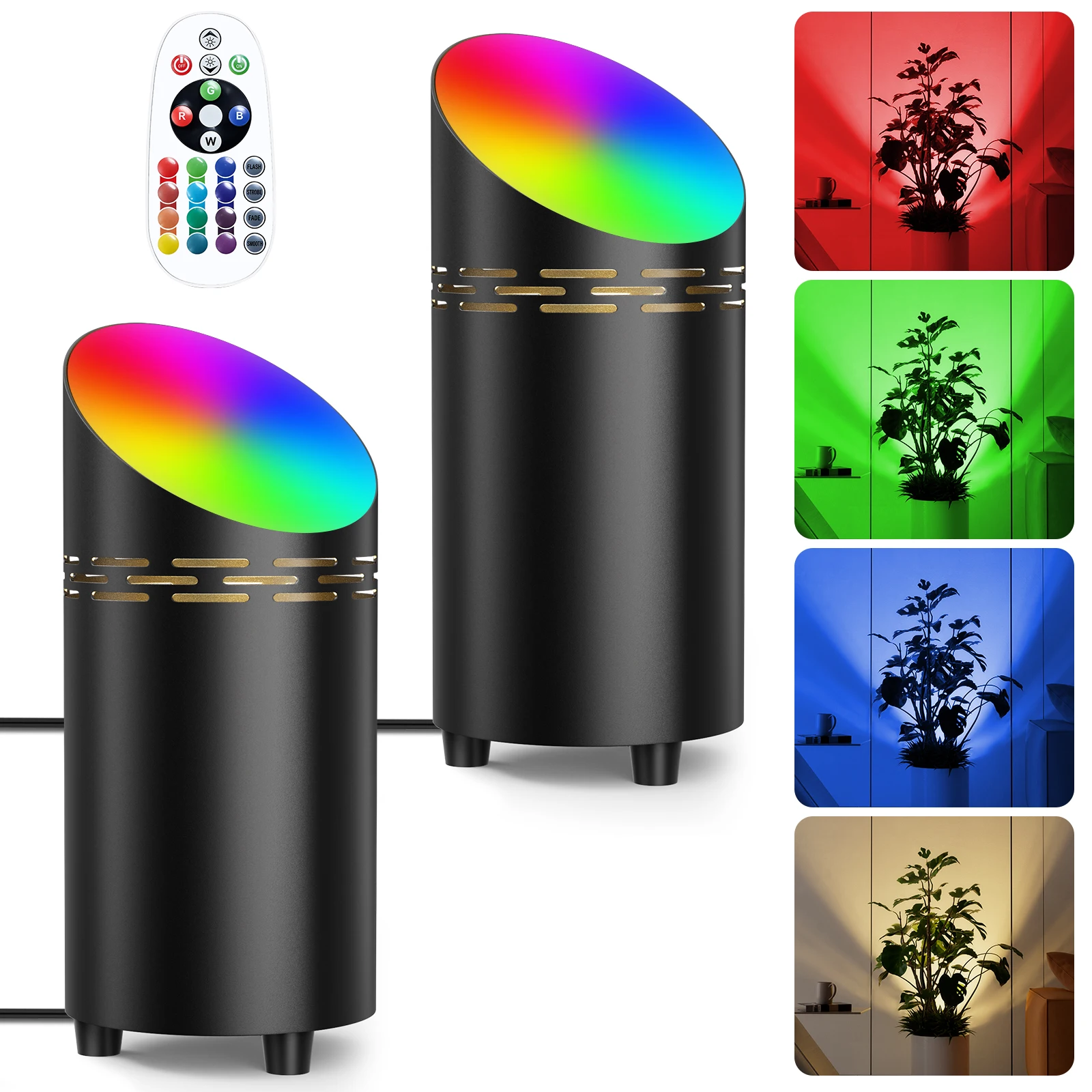 

2 шт. RGB-светильники для внутреннего освещения, напольные, с лампой GU10 и ножным выключателем, для растений и дома, с вилкой EU.
