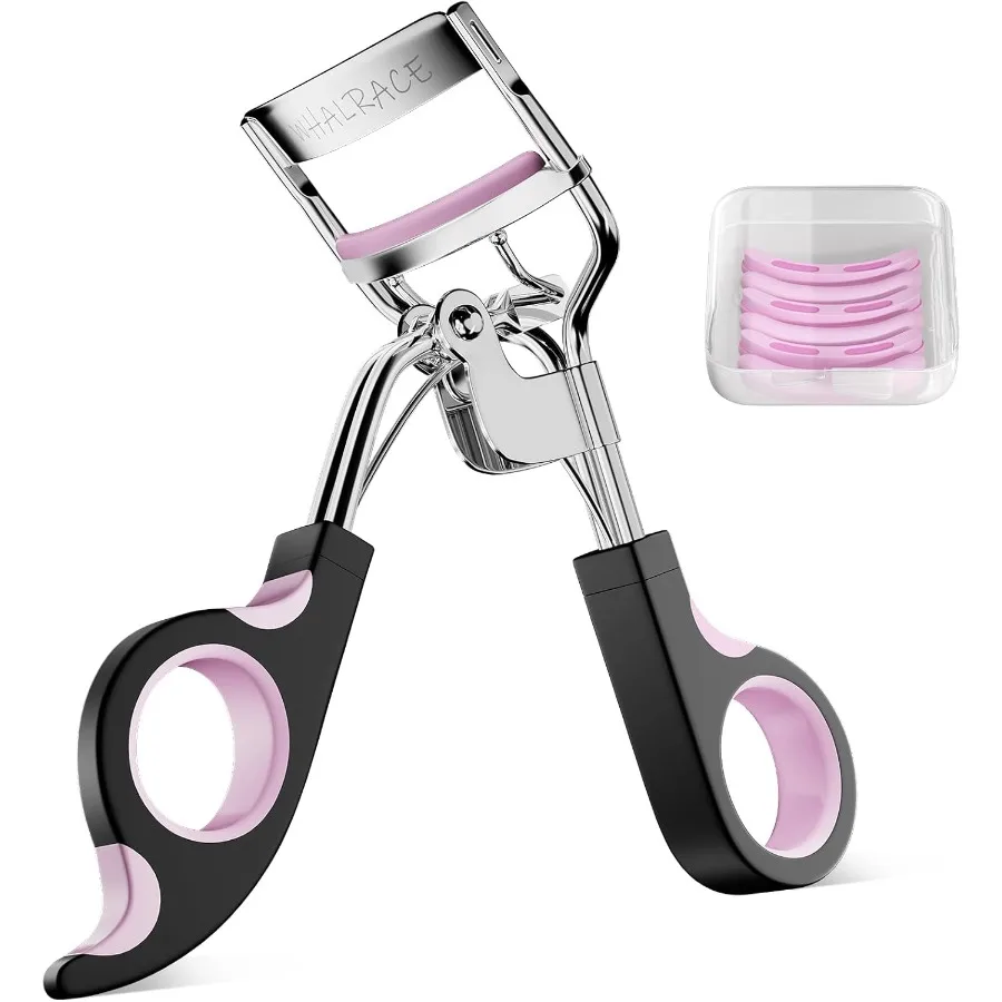 まつげカーラー、6個の交換用ストリップ付き、美しさを高めるための優れたカール効果、握りやすく快適です。