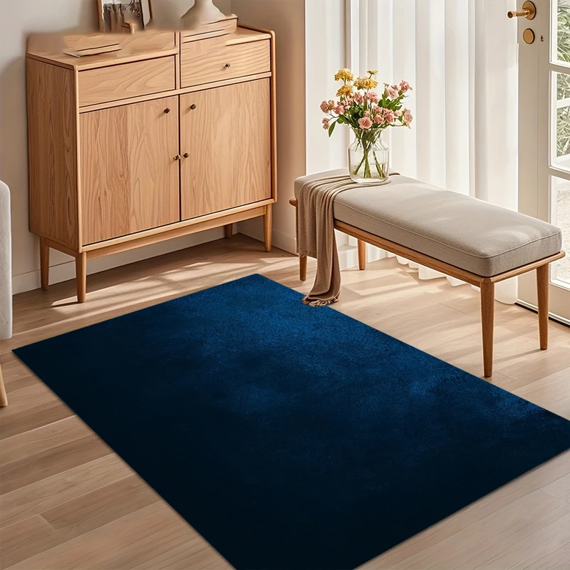Solid Navy Blue Area Rug Non Slip Washable Floor Carpet for Living Room Bedroom Nursery with Smooth Solid Color Pattern