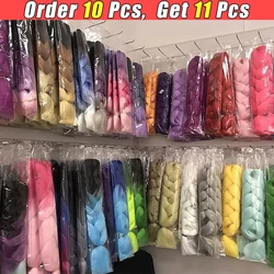 Extensiones de trenzas de pelo trenzado Jumbo, preestirado postizo de pelo sintético, trenza de ganchillo, 24 pulgadas, 105 colores, venta al por mayor