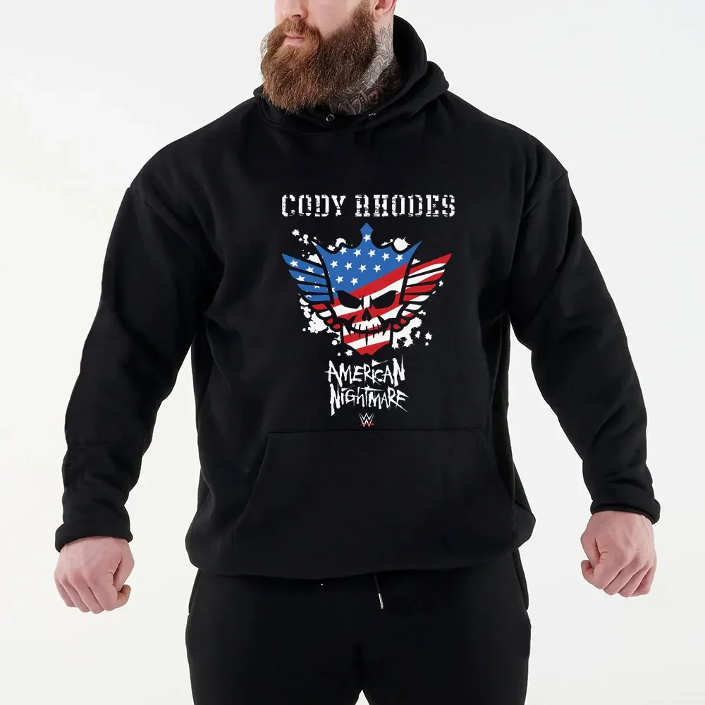 

LE 20242024 Autumn/Winter New Famous Wrestler Cody Rhodes Men's Black Hoodie Street Sports Casual Pullover