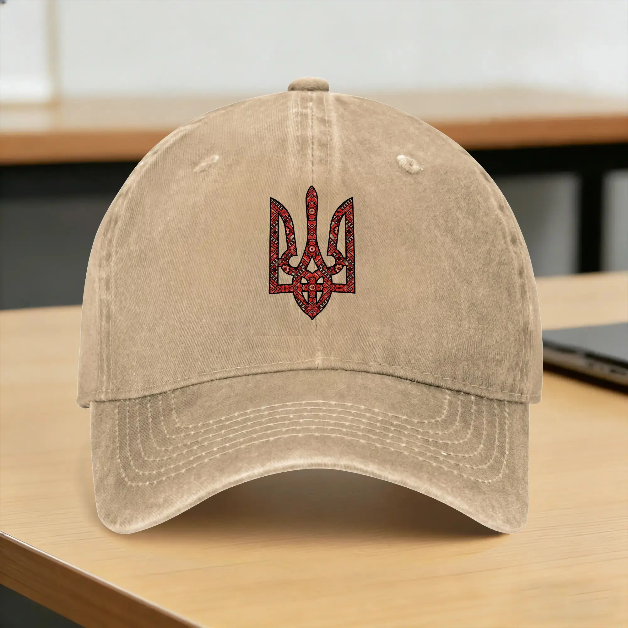 Baseball Cap Ukraine Coat of Arms Tryzub with Traditional Ornament Spring Retro Hip Hop Hats Men Print Kpop Rock Snapback Cap
