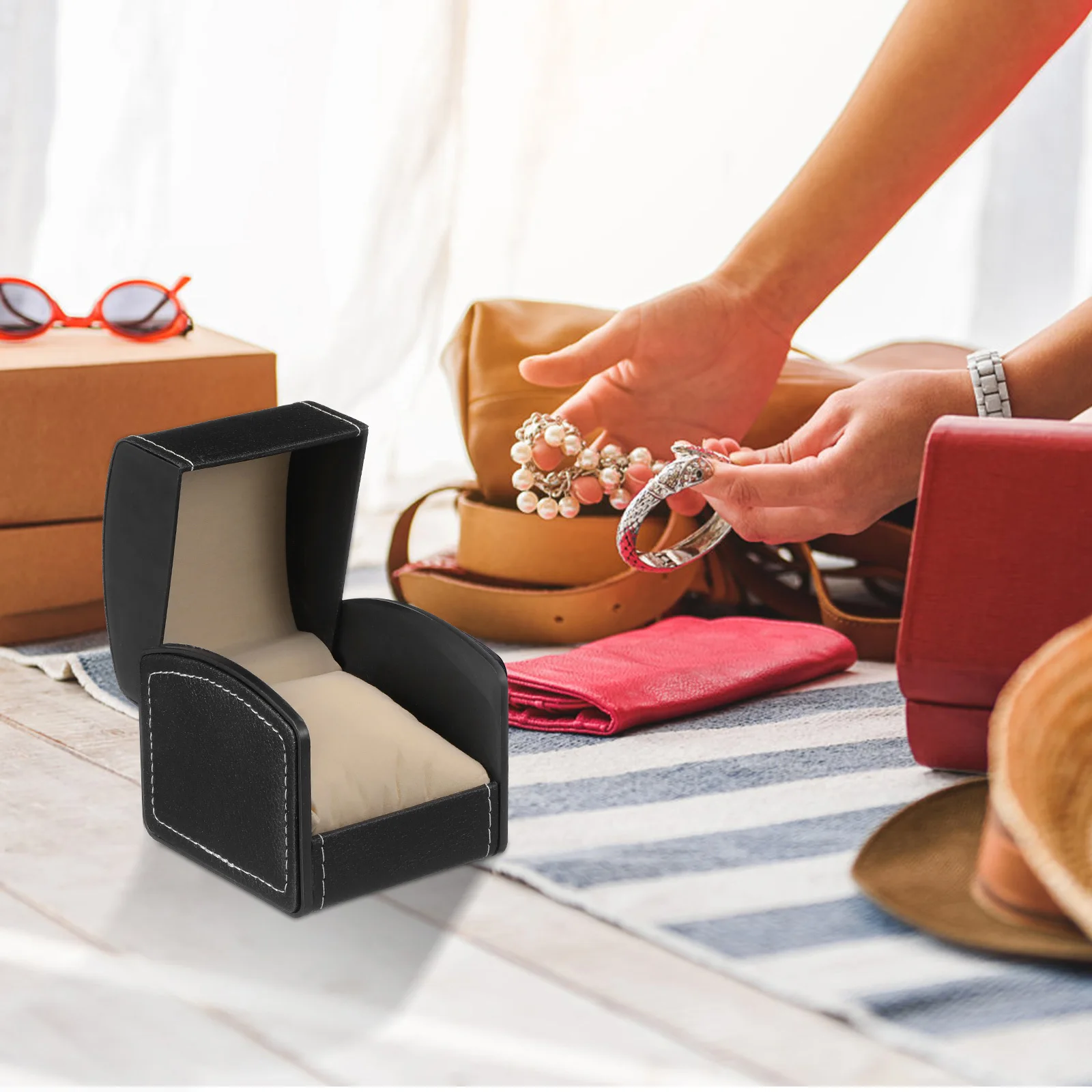 

Gift Box For Watch Jewelry Storage Pu Case Travel Organizer Red Watch Box Jewelry Case For Bracelet