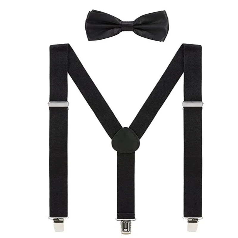 Men's Suspenders & Bow Tie Set Adult Narrow Suspenders With Bow Tie