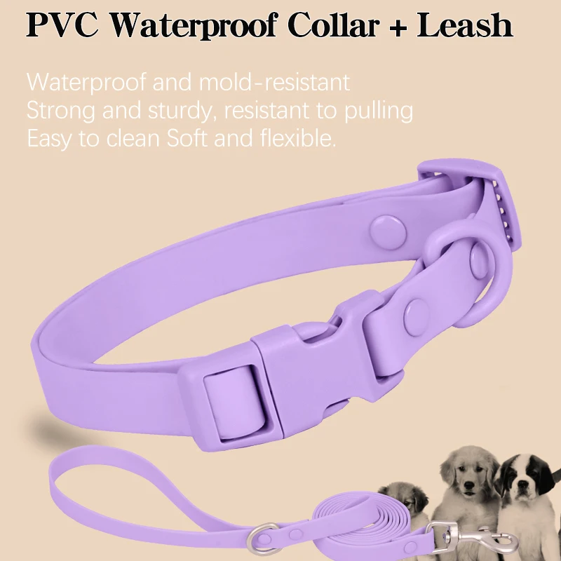 Cp442-Collar de PVC resistente al agua para mascotas, conjunto de moda de lujo, lavable, resistente al óxido, ajustable, duradero, de todos los