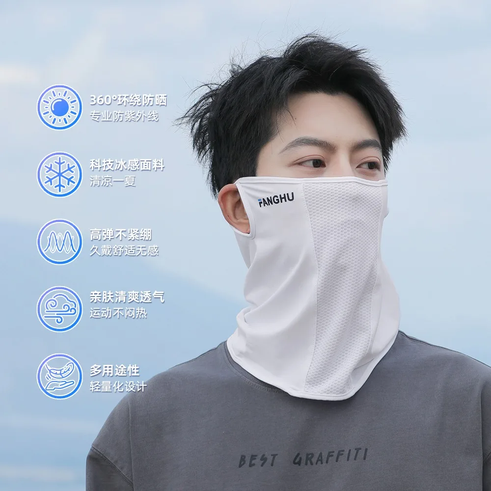 Unisex Sun Protection Mask Mesh Breathable Ear Loop Elastic Sunscreen Anti-UV Face Covering Thin Breathable Sports Neck Gaiter