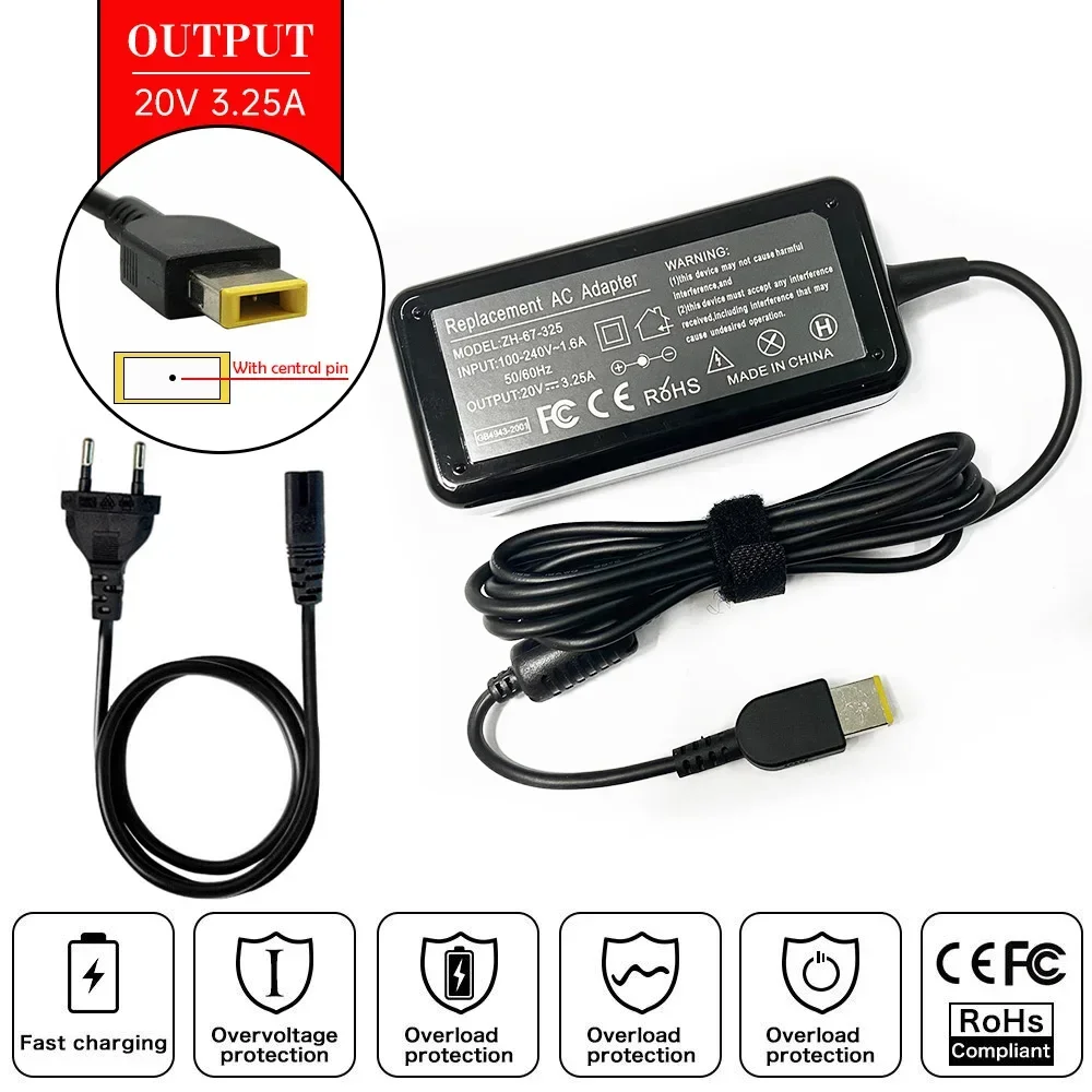 20V 3.25A Laptop AC Adapter Charger for Lenovo ThinkPad T431P T430 T440 T440P T440S T450 T450S T460 T460S T470 T470S T510I T540P