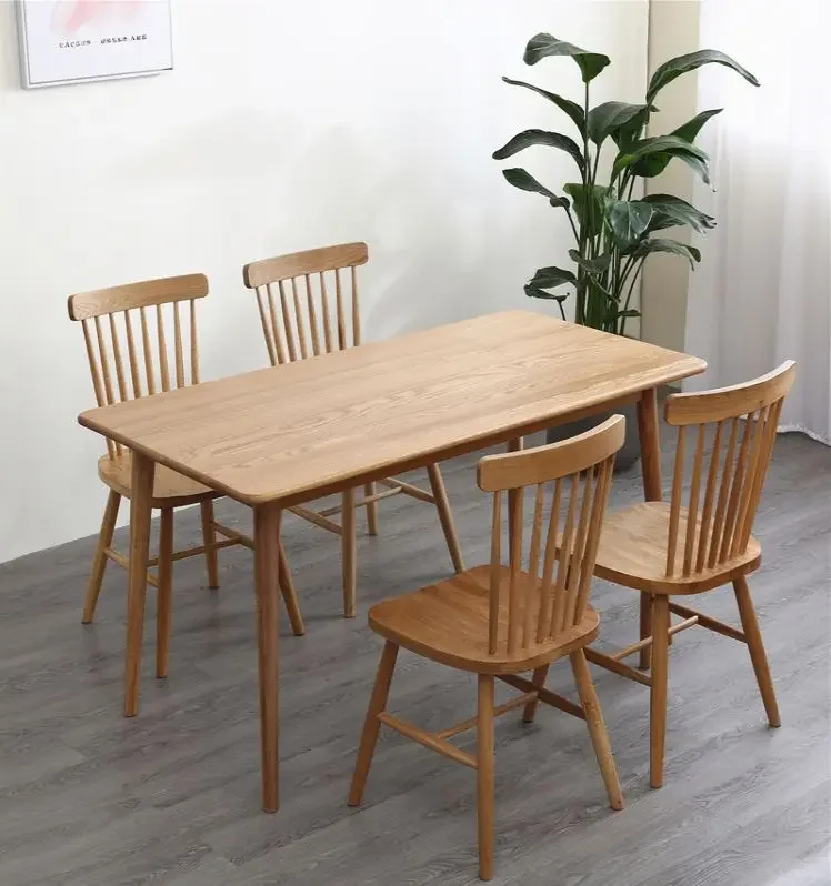 

SAT049 Nordic Solid Wood Dining Table Family Restaurant Table and Chair Combination