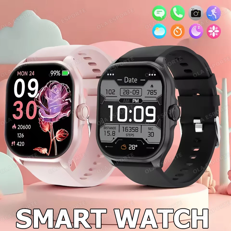 Ola Esporte Outdoor Smart Watch 2026 Heart Rate Sleep Monitoring Bluetooth Call Dynamic lsland Weather Sports Smartwatches HW12
