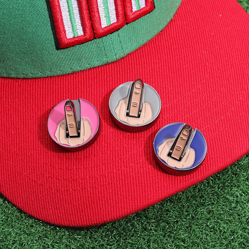 Golf Ball Marker Golf Hat Clip Marker Funny Middle Finger Golf Ball Position Mark Magnetic Removable Golf Accessories For Golfer