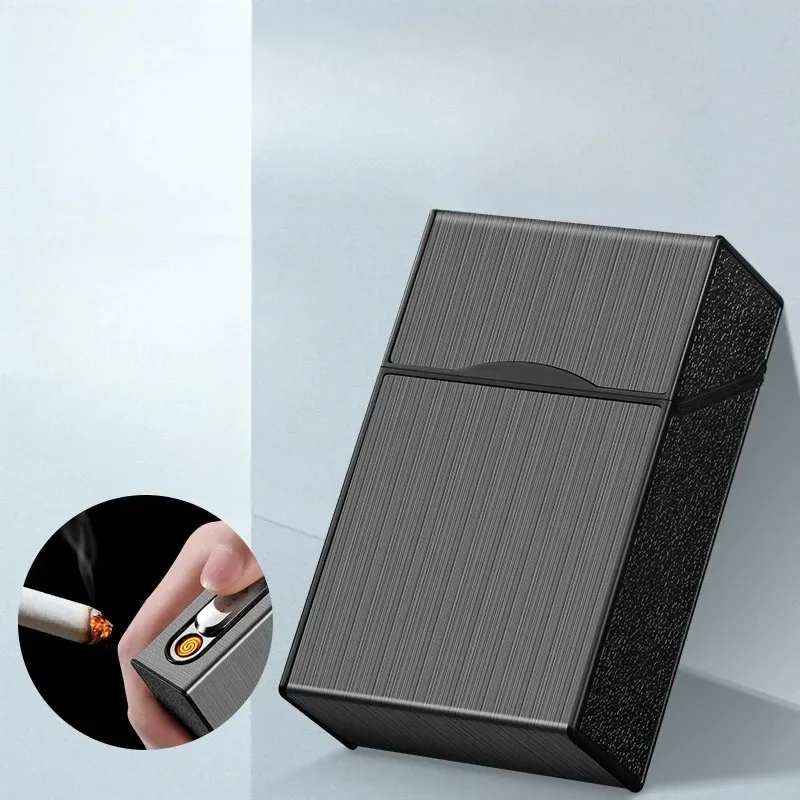 New 20 Thick Cigarette Case Tungsten Wire Igniter USB Charging Lighter Outdoor Waterproof And Moisture Proof Electronic Lighters