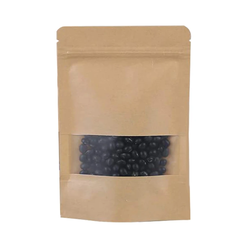 50 reusable zipper bag lock sealed waterproof kraft paper bags Frosted kraft paper window self-supporting