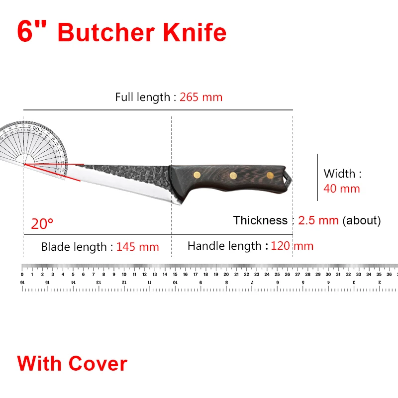 6 Inch Stainless Steel Boning Knife Handmade Forged Knife Meat Fruit Knives Kitchen Knife Meat Cleaver Chef Cooking Knives