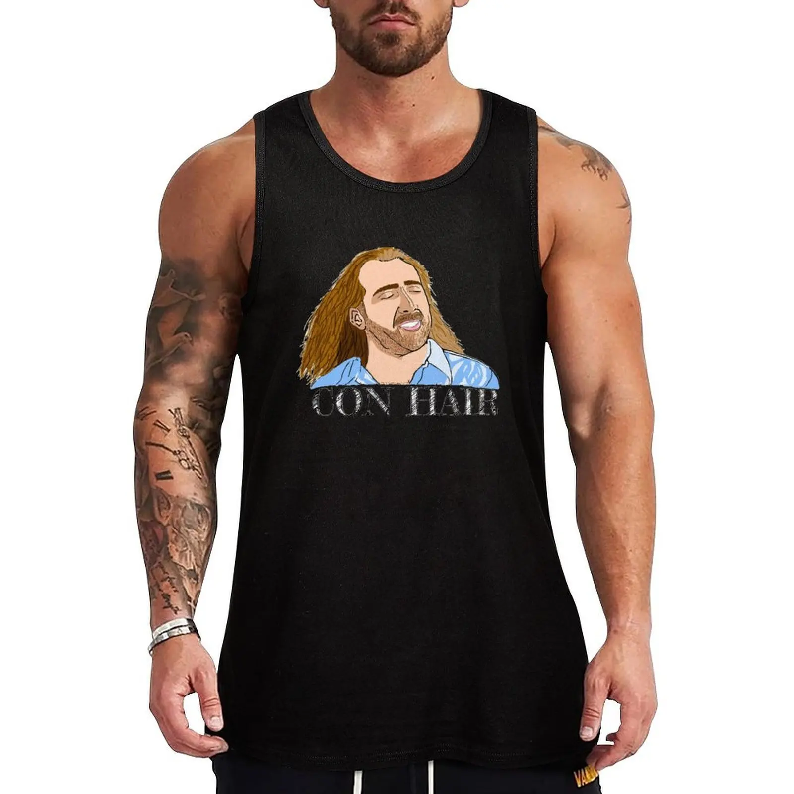 

Con hair Nicolas cage Tank Top Fitness men clothing gym top mens designer clothes