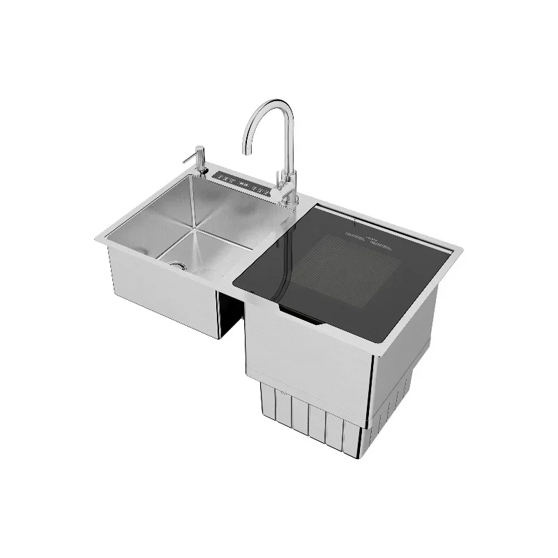Fregadero de cocina inteligente de acero inoxidable, lavaplatos automático, encimera, doble cuenco, nuevo diseño, 2023