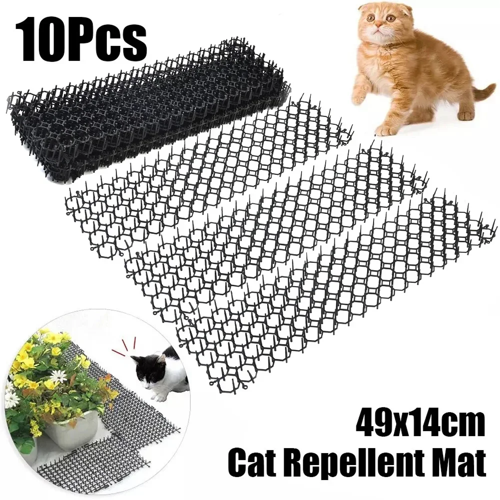 

1/10pcs Garden Anti-Cat Prickle Mat Cat Scat Mat With Ground Spikes Cable Ties Keep Cat Dog Away Digging Repellent Mat