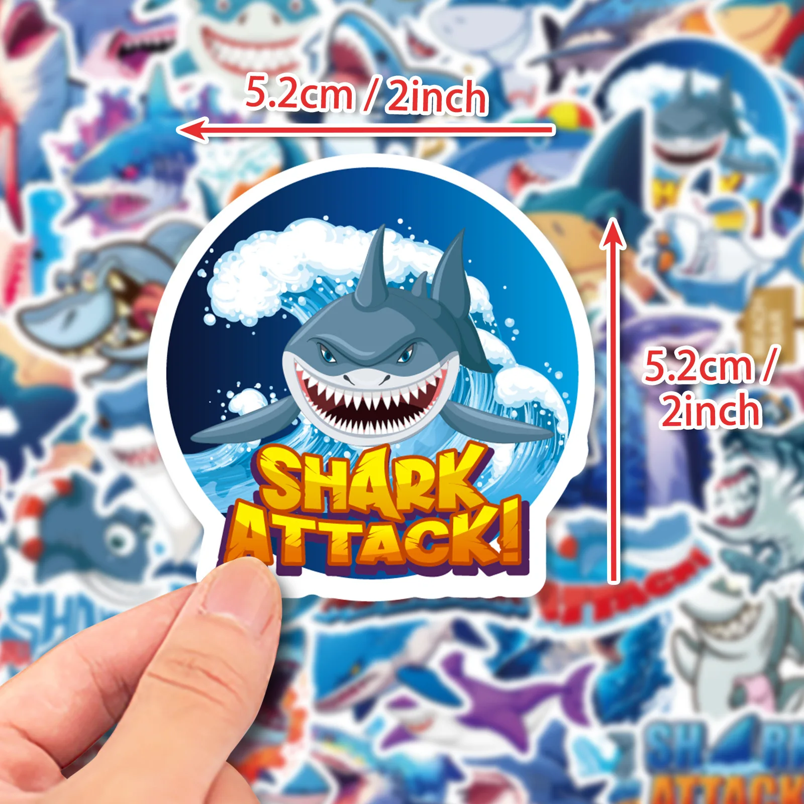 10/25/50pcs Cartoon Ocean Shark Graffiti Stickers for DIY Scrapbook Stationery Water Bottle Phone Laptop Guitar Decal Toy