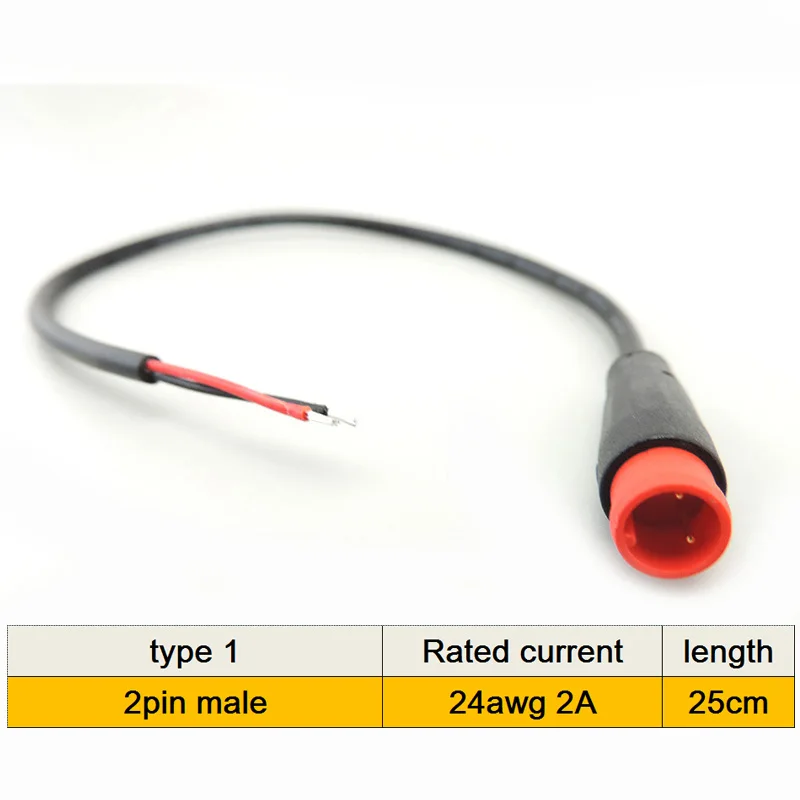 M8 2-Pin Kabelverlängerung 2-Pin Stecker-Buchse Wasserdichter Steckverbinder 24AWG 2A 28AWG 0,8A für Elektrofahrrad M20