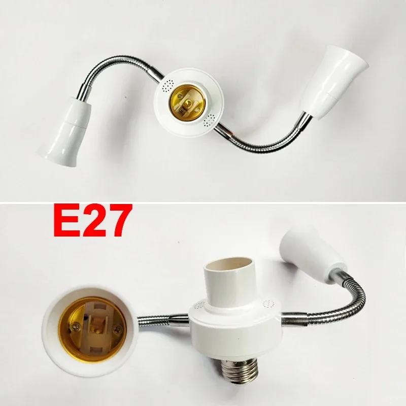 E27 Multi Head Flexible Extended LED Lamp Holder 360° Rotatable Universal Light Socket Converter Home Lighting Accessories