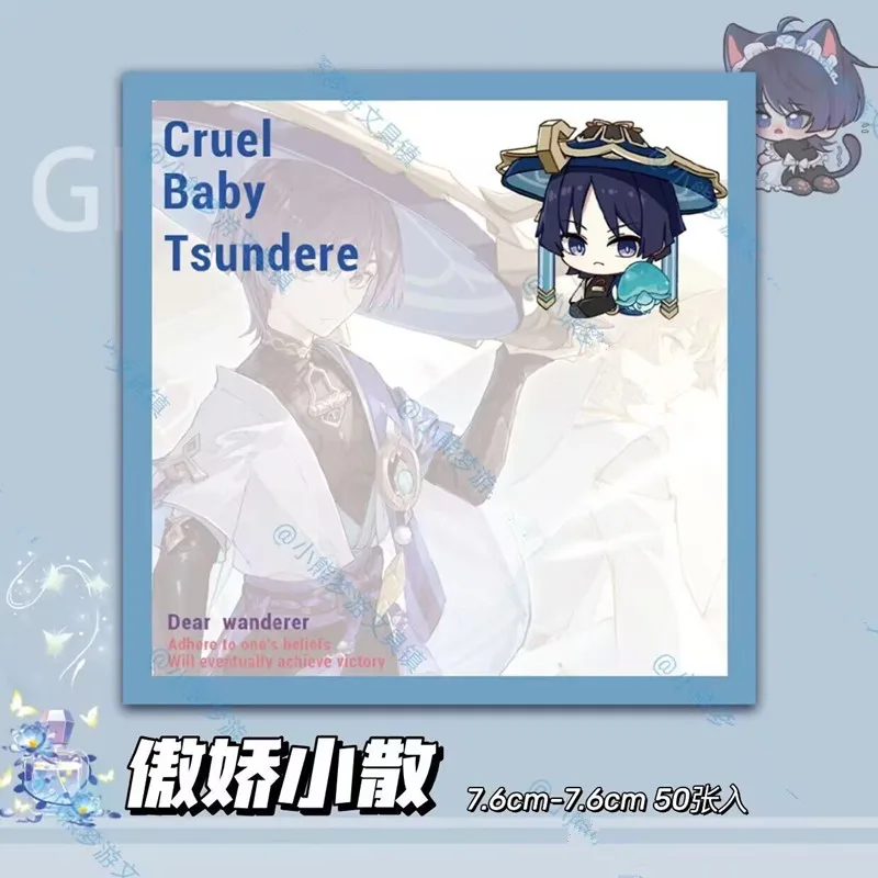Genshin Impact Cute Anime Sticky Notes Scaramouche XIAO HUTAO Cosplay Memo Notebook Stationery Office Supplies Fans Gift