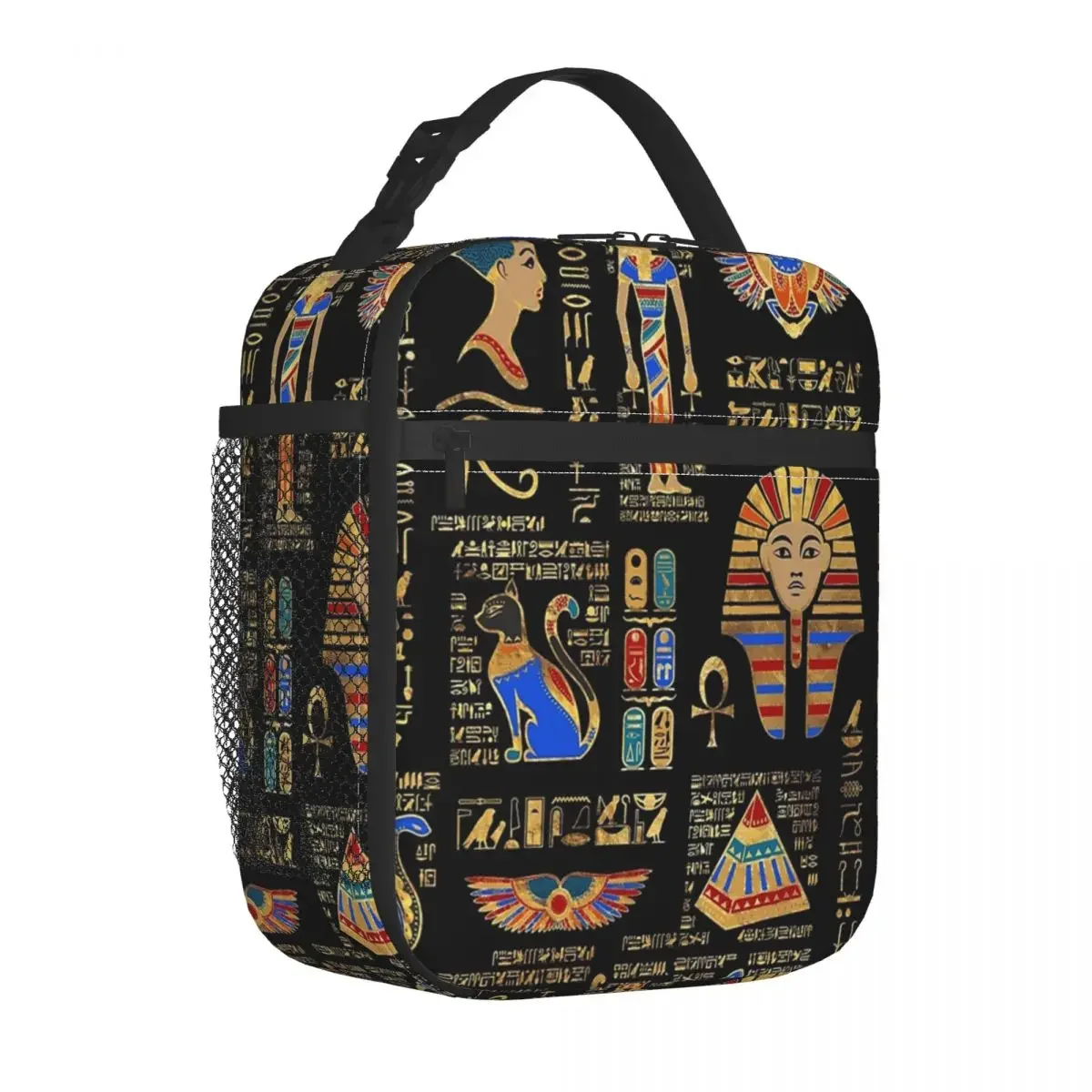 

Egyptian Hieroglyphs And Deities Thermal Insulated Lunch Bags Ancient Egypt Portable Lunch Container Thermal Cooler Food Box