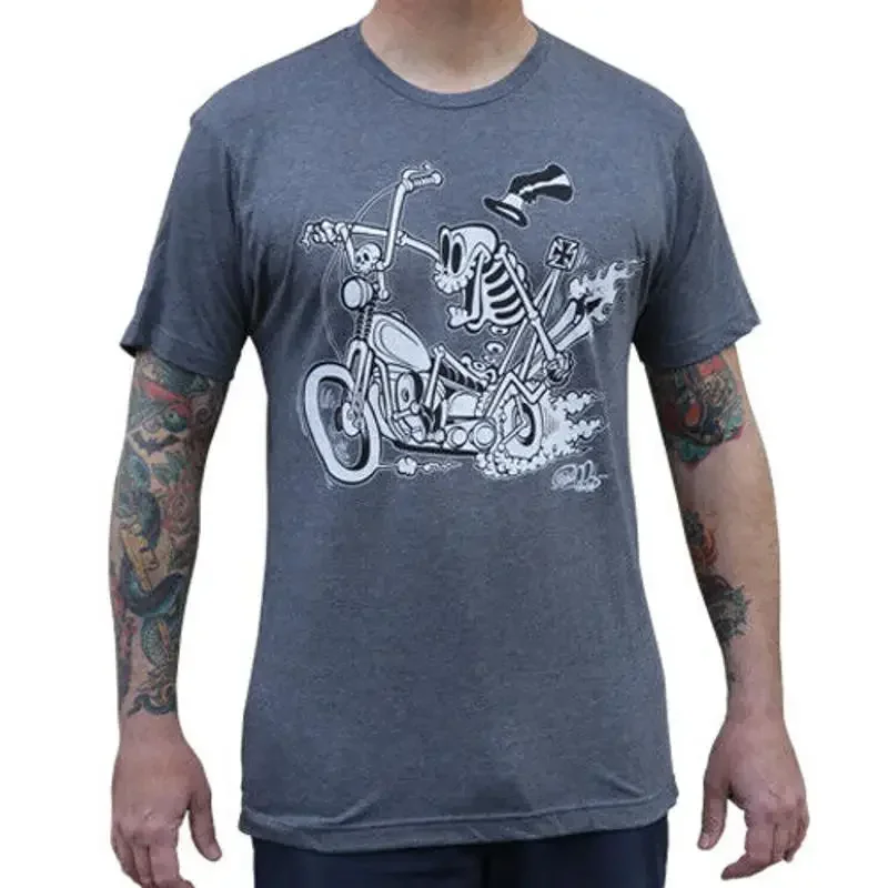 BRAND NEW Lowbrow Art Company Mens BONE PERCENTER T Shirt GREY SMALL 2