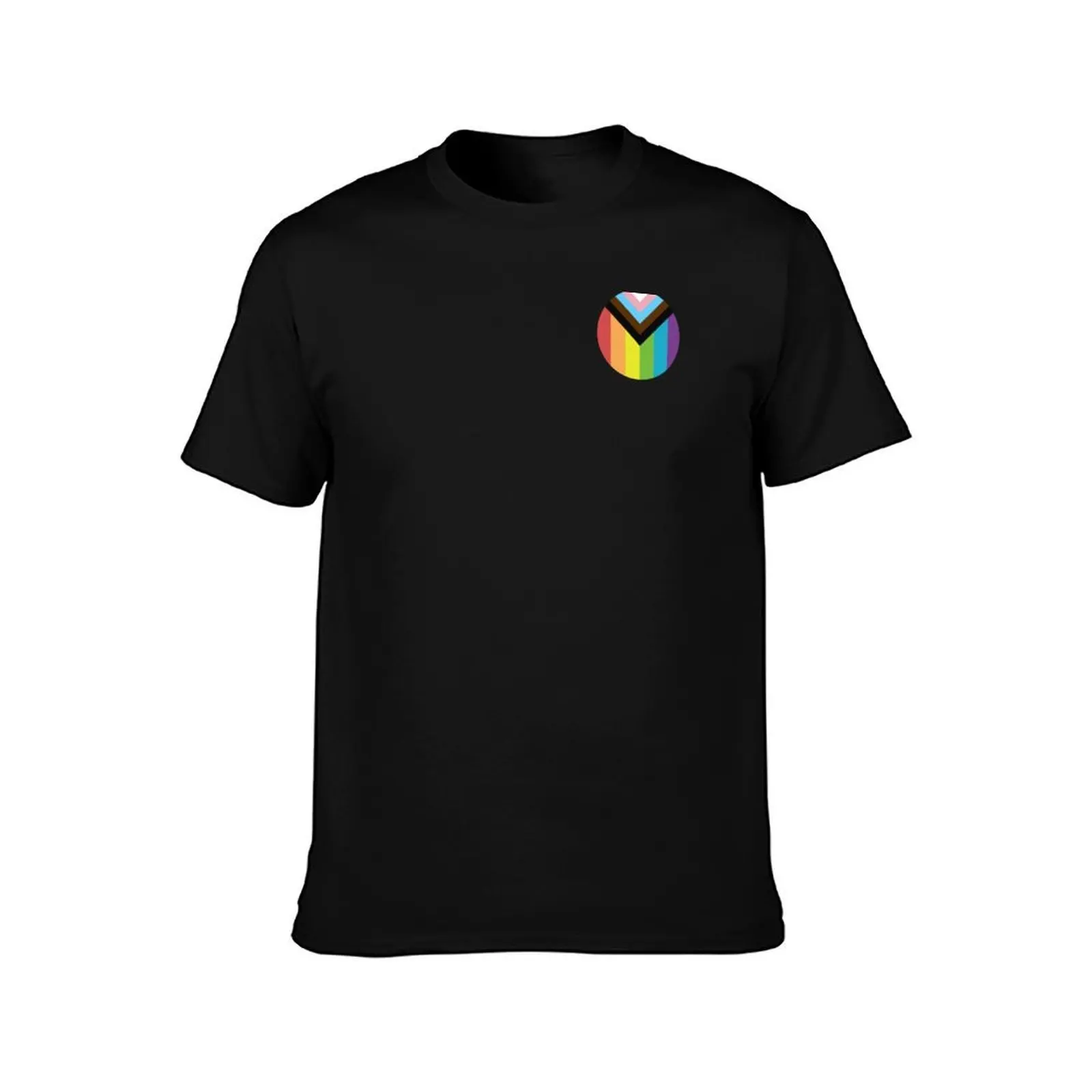 Queer Progress Flag Circle T-Shirt, Summer Casual Cotton Tee, Oversized Streetwear Tops, Vintage Graphic Print, Unisex Men Women