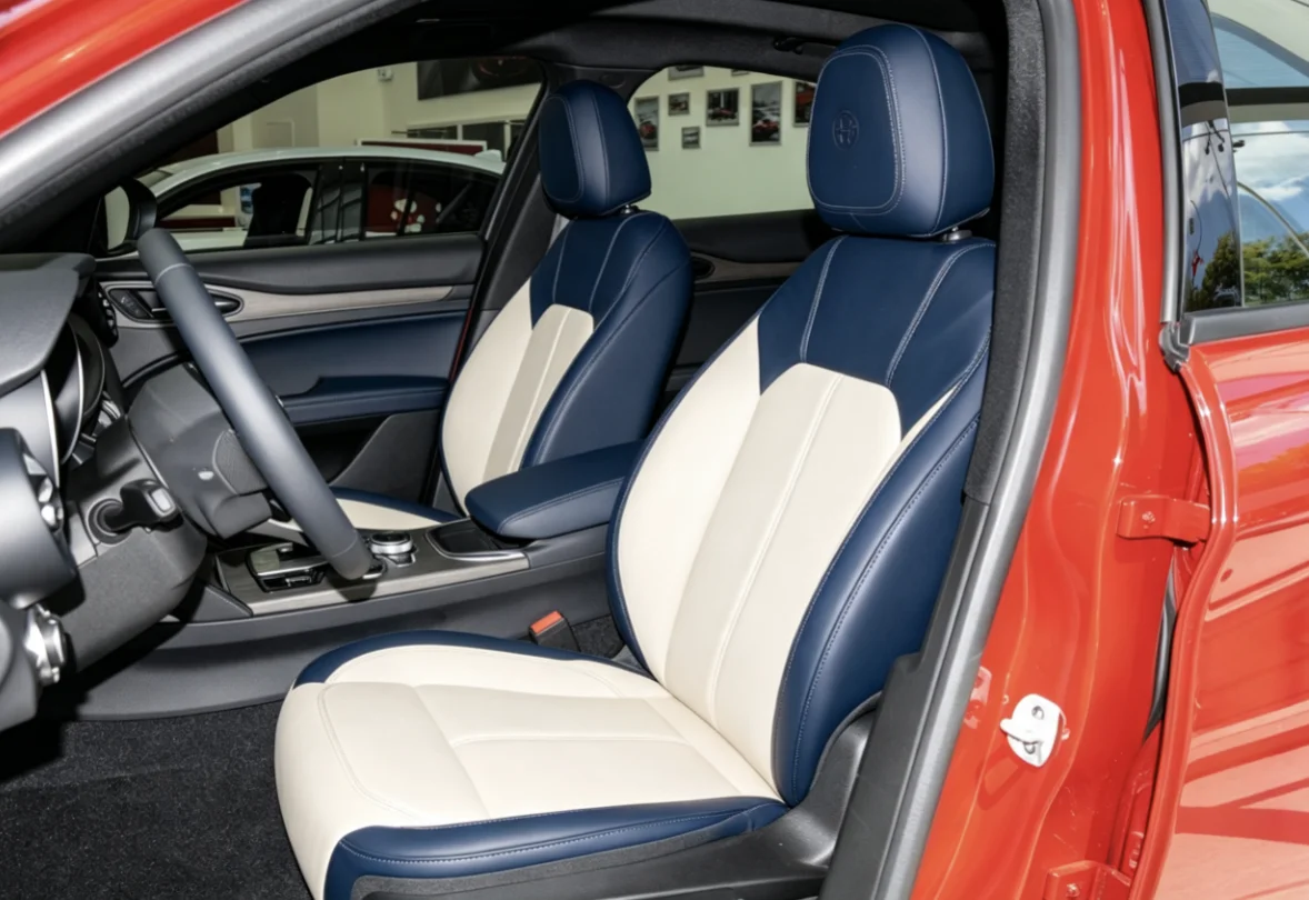 Für Alfa Romeo Stelvio 2017~2019 Maßgefertigte Autositzbezüge Luxuriöses Nappaleder 100% Passgenau Innenraumzubehör 360 ° Vollständige Abdeckung – Detail 5