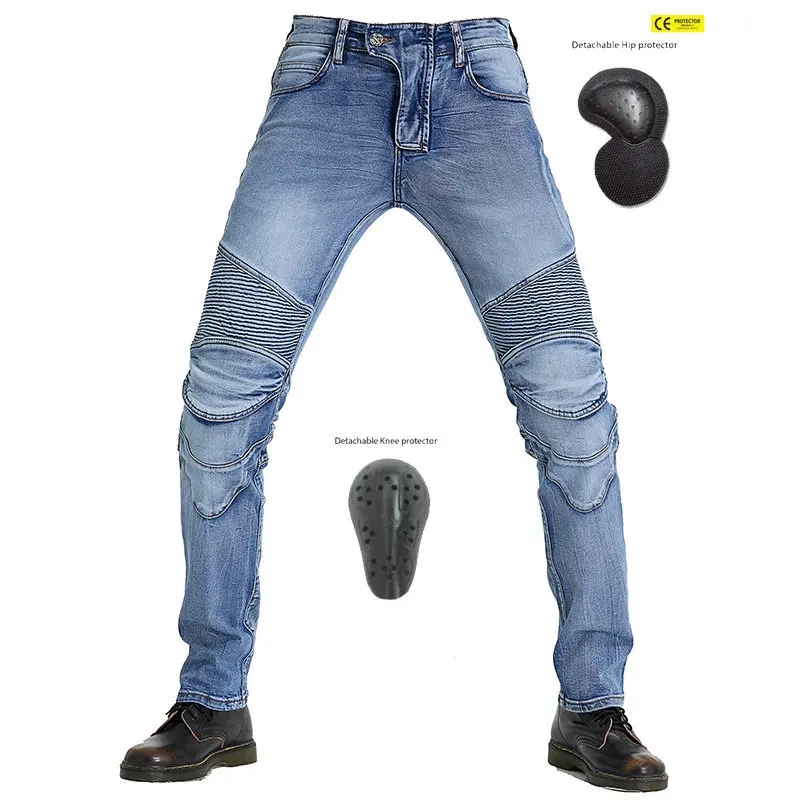 Motorcycle Washed Blue Jeans Men's Motorcycle Retro Racing Motocross Pants Racing Anti-drop Trousers Off-road Pants