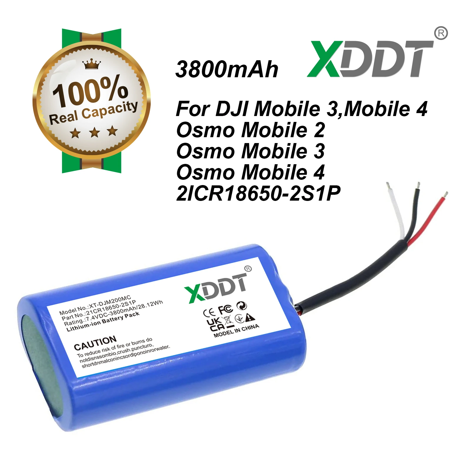 3800mAh Remote Controller Battery 2ICR18650-2S1P for DJI Mobile 3,Mobile 4,Osmo Mobile 2,Osmo Mobile 3,Osmo Mobile 4