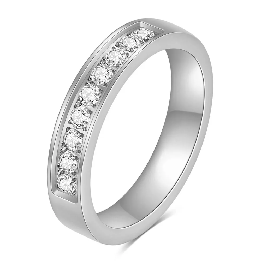 Women's Stainless Steel CZ Engagement Ring