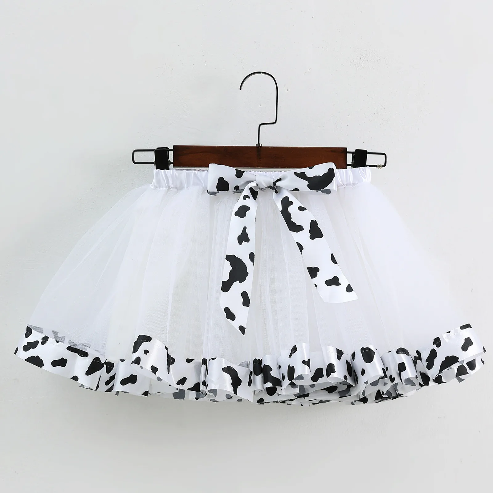 Toddler Girls Birthday Party Tutu Skirt Performance Skirt Bowkot Cute Fashion Cow Stripe Printing Skirt Little Girls Mini Skirt