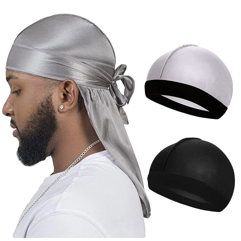 3 TEILE/LOS Lange Seidige Durag Lange Schwanz Seidiger Schal Muslimischen Doo Rag Piraten Hut Durag Chemo Turban Pullover Kappe Haar Band bandanas – Detail 12