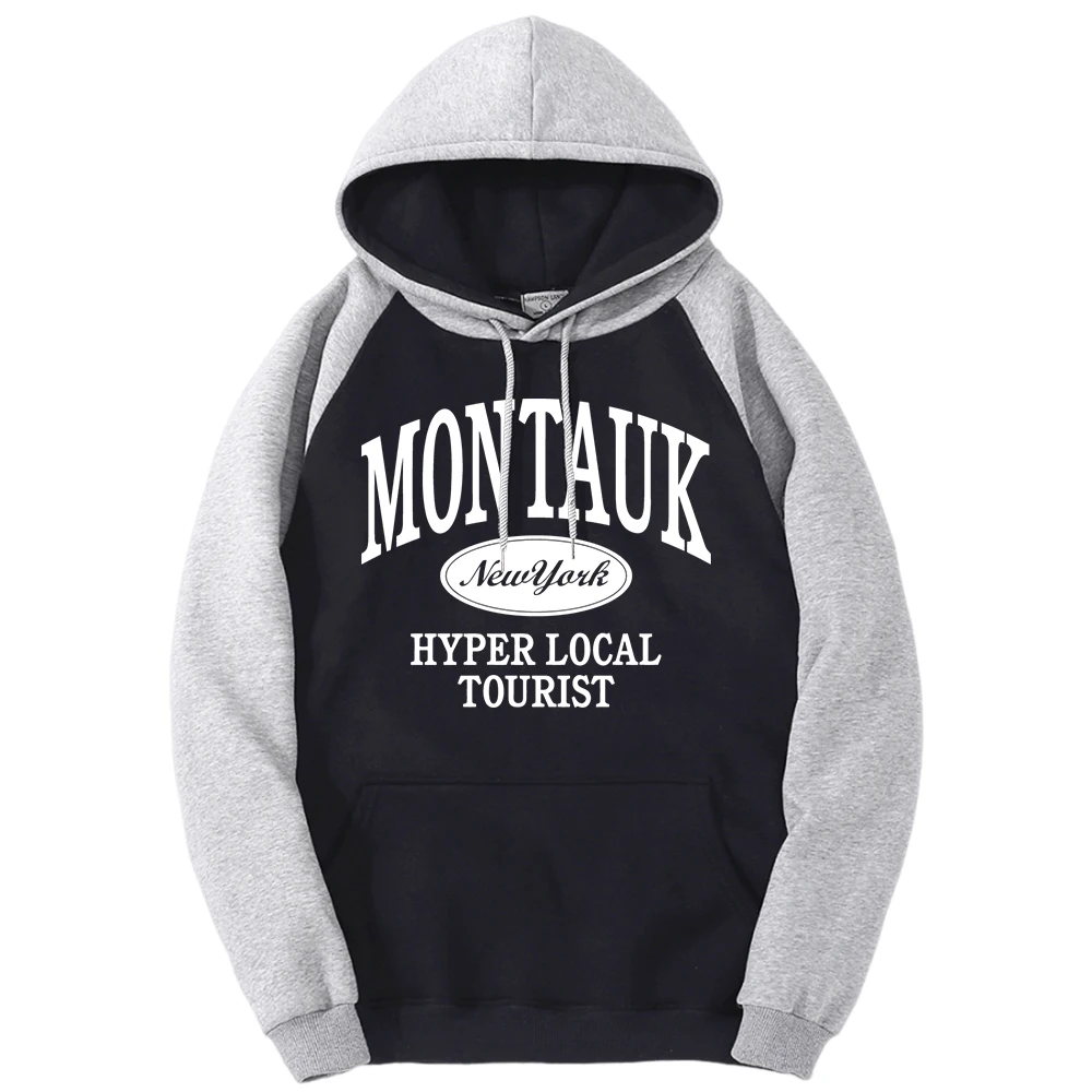 Montauk نيويورك فرط السياحية المحلية الرجال راجلان هوديس الصوف لينة هودي الهيب هوب موضة كم طويل عادية للجنسين هوديي