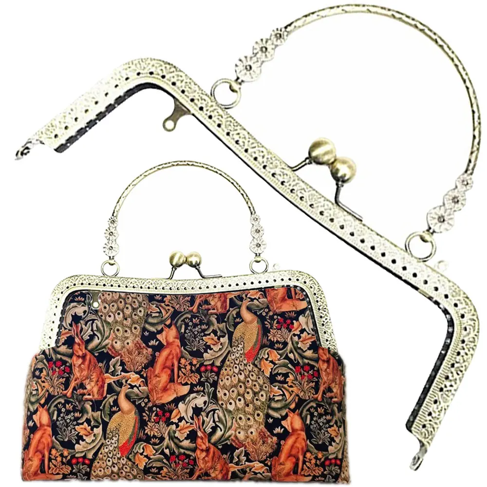 

10PCS 20cm Embossed HandBag Handle Purse Clourse Kiss Clasp Wallet Metal Frame Sewing Brackets DIY Handmade Bags Accessories